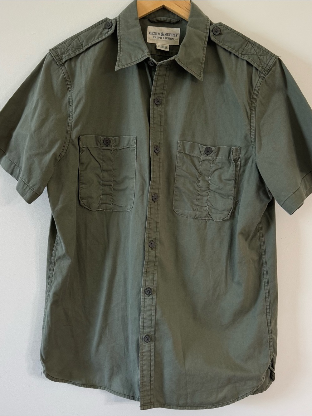 Denim & Supply Ralph Lauren Olive Short Sleeve Military Shirt size Medium